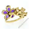 Image 8 : 14kt Yellow Gold 2.70 ctw Oval Amethyst and Opal Double Flower Ring