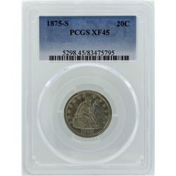 1875-S Seated Liberty Twenty Cent Piece Coin PCGS XF45