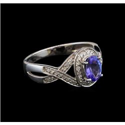 14KT White Gold 0.93 ctw Tanzanite and Diamond Ring