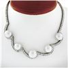 Image 1 : Platinum 10.25 ctw Diamond & Floating South Sea Pearl Statement Necklace