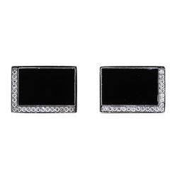 0.33 ctw Diamond and Onyx Cufflinks - 14KT White Gold