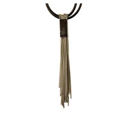 Leather/Mesh Tassel Necklace - Rhodium Plated