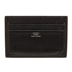 Hermes Black Leather Citizen Twill Card Holder