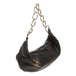 Chanel Black Lambskin Leather Ring Hobo Bag