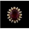 Image 2 : 10.98 ctw Ruby and Diamond Ring - 14KT Yellow Gold