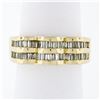 14k Yellow Gold .95 ctw Baguette Cut Diamond Wavy Grooved Dual Row Band Ring
