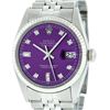 Rolex Mens Stainless Purple Diamond 36MM Datejust Wristwatch