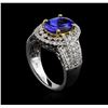 Image 4 : 14KT Two-Tone Gold 4.12 ctw Tanzanite and Diamond Ring