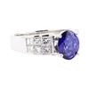 3.13 ctw Sapphire And Diamond Ring - 18KT White Gold