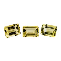 23.32 ctw.Natural Emerald Cut Citrine Quartz Parcel of Three