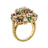 Image 4 : 7.08 ctw Ruby, Emerald, Sapphire, and Diamond Ring - 18KT Yellow Gold and Platin