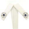 Image 2 : 14K White Gold 1.0 ctw Diamond & Sapphire Open Flower Design Stud Earrings