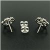 Image 6 : 14K White Gold 1.0 ctw Diamond & Sapphire Open Flower Design Stud Earrings