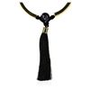 Image 2 : Silk Tassel Pendant Necklace - Rhodium Plated