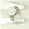 Image 4 : GIA Certified Solid Platinum Pearl & Diamond Bypass Cocktail Ring