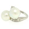 Image 8 : GIA Certified Solid Platinum Pearl & Diamond Bypass Cocktail Ring