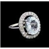3.73 ctw Aquamarine And Diamond Ring - 14KT White Gold