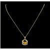 Image 1 : 4.82 ctw Citrine Quartz and Diamond Pendant With Chain - 14KT Yellow Gold