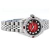 Image 5 : Rolex Ladies Stainless Steel Red Vignette Diamond & Ruby Datejust Wristwatch