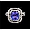 Image 2 : 14KT White Gold 3.98 ctw Tanzanite and Diamond Ring