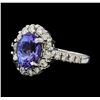 1.80 ctw Tanzanite and Diamond Ring - 14KT White Gold
