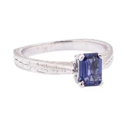 1.09 ctw Blue Sapphire Solitaire Ring - 14KT White Gold