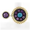 John Hardy Dot 18k Gold & Silver Amethyst & Blue Topaz Two Finger Statement Ring