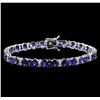 18.00 ctw Blue Sapphire Bracelet - 14KT White Gold