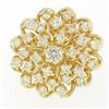 Image 1 : 14K Solid Yellow Gold 1.01 ctw 31 Round VS1 Diamond Flower CLUSTER Cocktail Ring