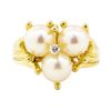 Image 2 : 0.05 ctw Diamond and Pearl Ring - 14KT Yellow Gold