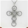 Image 1 : 18K White Gold 2.08 ctw Shared Prong Diamond Multi Circle Cross Pendant Necklace