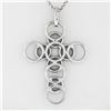 Image 6 : 18K White Gold 2.08 ctw Shared Prong Diamond Multi Circle Cross Pendant Necklace