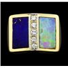 Image 2 : 0.15 ctw Diamond, Opal and Lapis Lazuli Ring - 14KT Yellow Gold