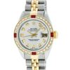 Image 2 : Rolex Ladies 2 Tone 14K Silver Diamond & Ruby Datejust Wristwatch