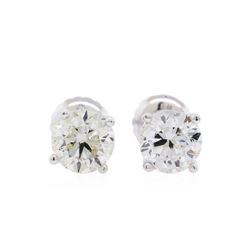 1.42 ctw Diamond Stud Earrings - 14KT White Gold
