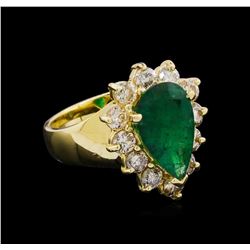 14KT Yellow Gold 2.48 ctw Emerald and Diamond Ring