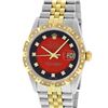 Image 2 : Rolex Mens 2 Tone 14K Red Vignette Pyramid Diamond Datejust Wristwatch