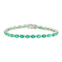 7.25 ctw Emerald and Diamond Bracelet - 18KT White Gold