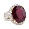 Image 1 : 18.60 ctw Ruby and Diamond Ring - 14KT Yellow Gold