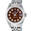 Rolex Ladies Stainless Steel Brown Diamond Quickset Datejust Wristwatch