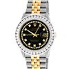 Image 2 : Rolex Mens 2 Tone Black String VS 3CTW Channel Set Diamond Datejust Wristwatch