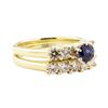 1.70 ctw Blue Sapphire And Diamond Ring And Band - 14KT Yellow Gold