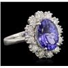 14KT White Gold 4.25 ctw Tanzanite and Diamond Ring