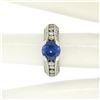 Image 9 : 14k White Gold 2.50 ctw FINE Tanzanite Solitaire Round Diamond Open Milgrain Rin