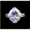 Image 2 : 1.67 ctw Tanzanite and Diamond Ring - 14KT White Gold