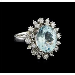 4.3 ctw Aquamarine and Diamond Ring - 14KT White Gold