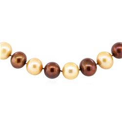 Mixed Color Chocolate Freshwater Pearl Necklace - 14KT Yellow Gold