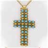 Image 7 : 18k Yellow Gold  Flexible Movable Turquoise Bead Cross Pendant Chain