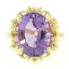 Image 1 : 14k Solid Yellow Gold Rope Frame Large 6.71 ctw Oval Step Amethyst Solitaire Rin