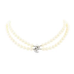 0.30 ctw Diamond and Pearl Necklace - 14KT White Gold